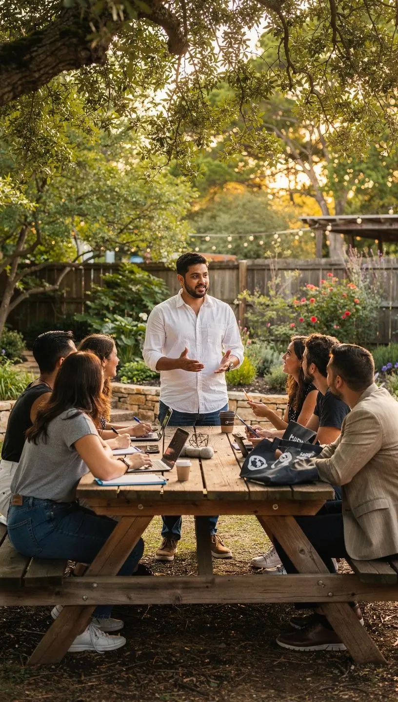 Команда специалистов обсуждает успешные примеры кампаний в области цифрового маркетинга.