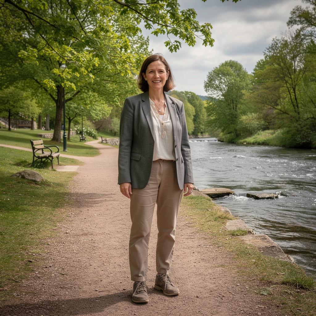 Семья, исследующая дикие цветы на горной тропе