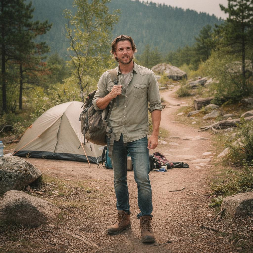 Туристов, собирающихся в поход, готовящих снаряжение